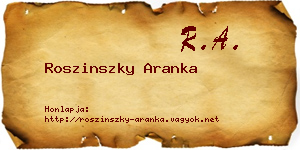 Roszinszky Aranka névjegykártya