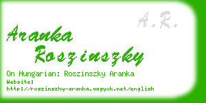 aranka roszinszky business card